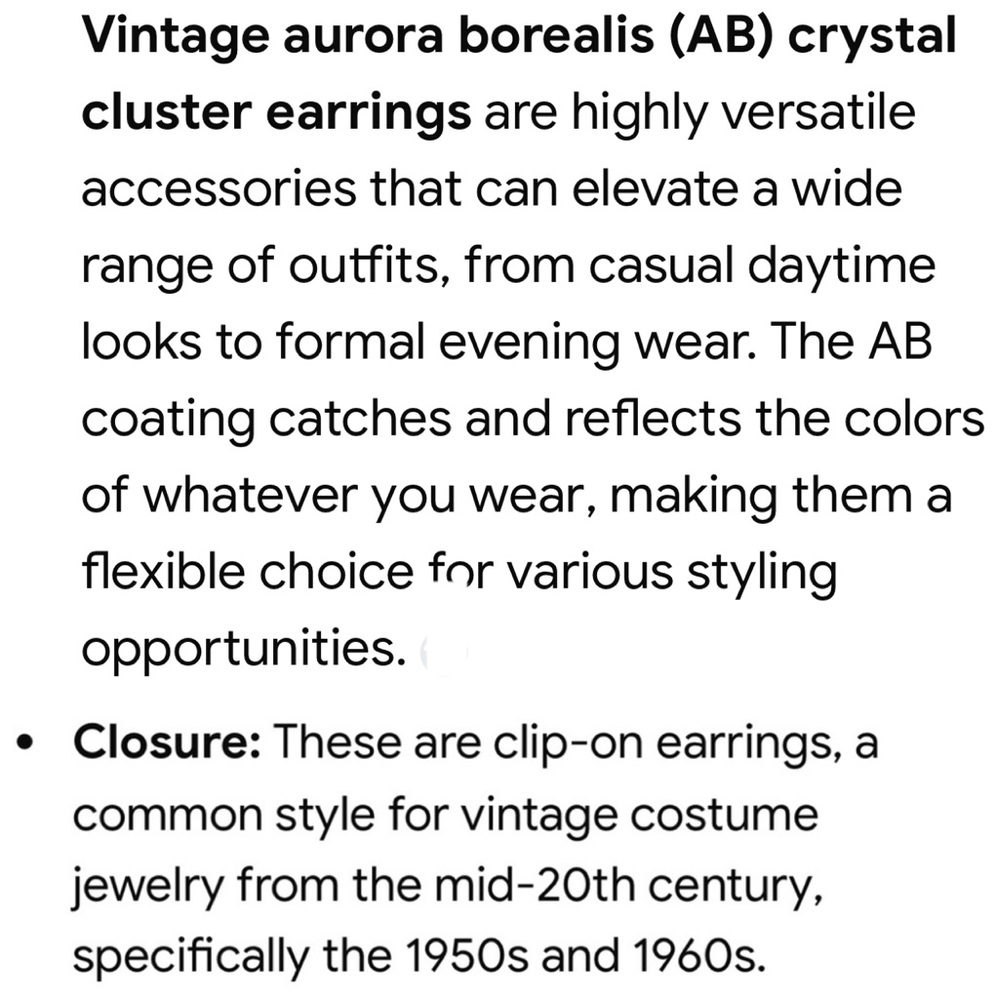 Vintage Earrings Aurora Borealis Crystal Beaded Flowers Clip On 50s 60s Jewelry - Picture 2 of 16